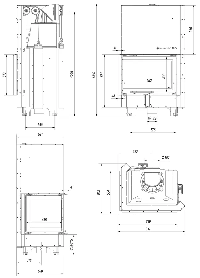 Krbová vložka MBZ 13 BS ľavé presklenie s výsuvným otváraním dvierok - Obrázek 5