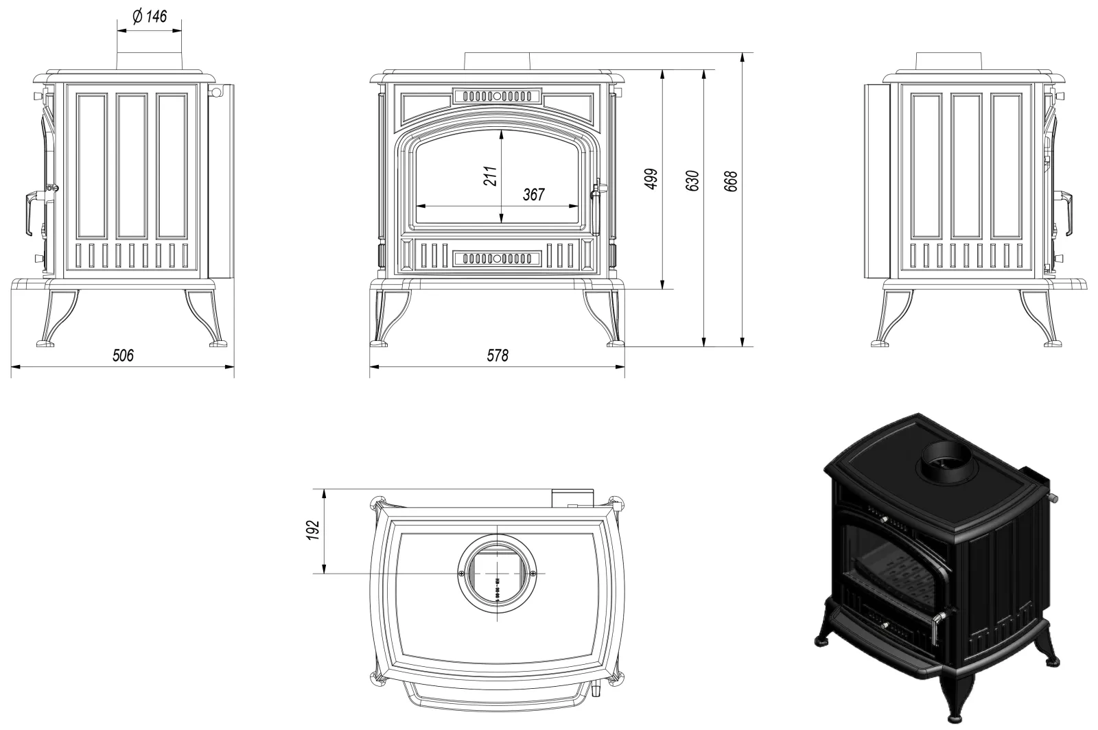 Liatinové kachle KOZA K6 s automatickým ovládaním prívodu vzduchu ASDP - Obrázek 3