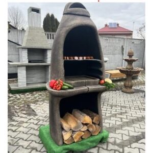 Záhradný krb ORAVA 8 hnedý, krémový a šedý