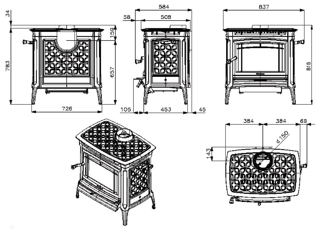 Splyňovací litinové kamna MANCHESTER krémový smalt - Obrázek 2