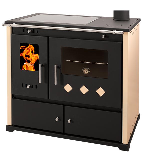 sporák na tuhé palivo Prom Praktic ECO krémový se sklo keramickou varnou deskou - Obrázek 2