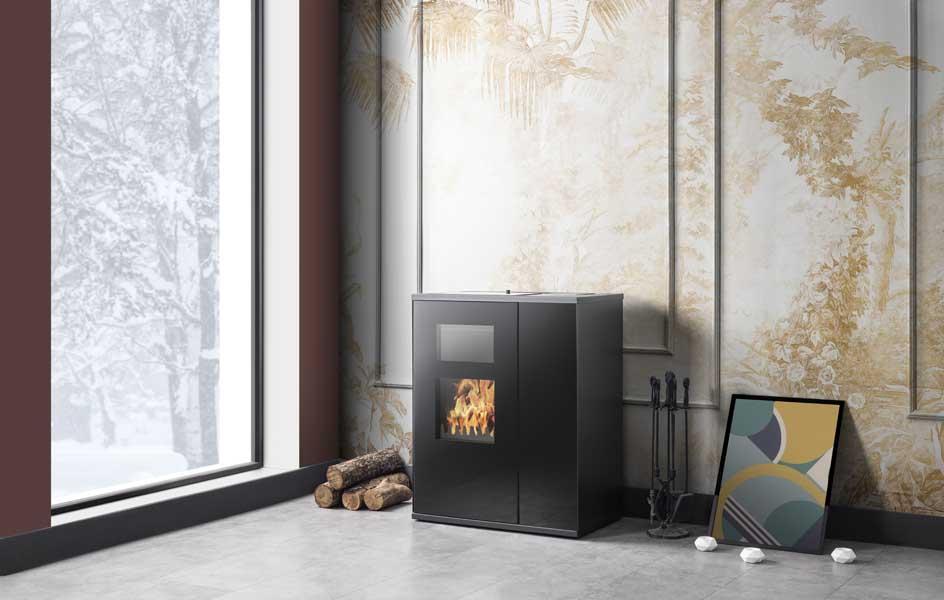 TEBA TP 30F kamna na pelety a dřevo s teplovodním výměníkem