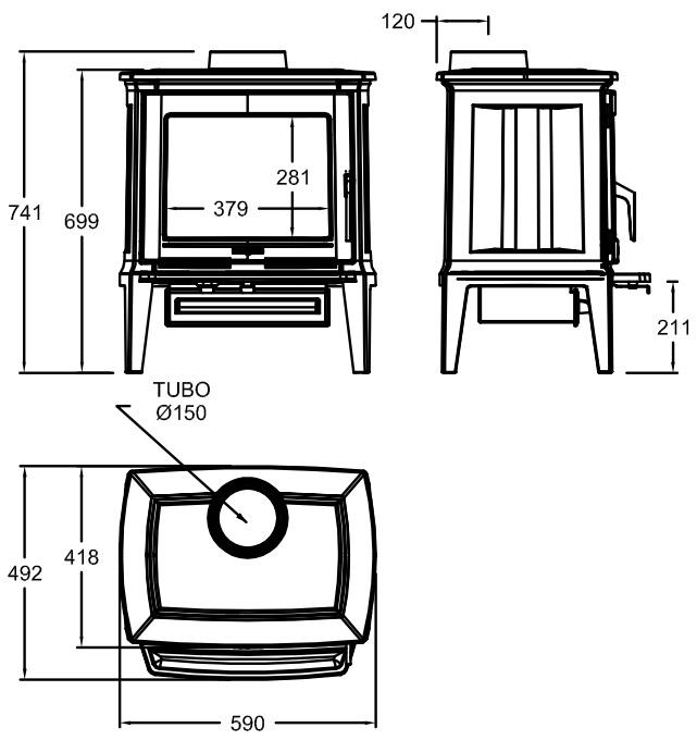 Liatinové kachle E-30 S s ohniskom z bielej liatiny - Obrázek 2