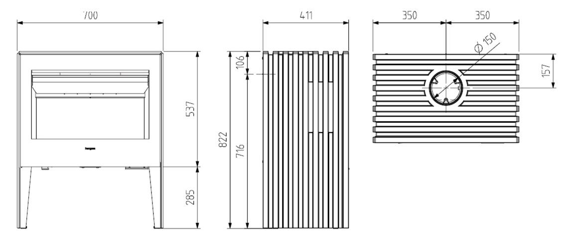 Liatinové kachle GLANCE L voľne stojace - Obrázek 2