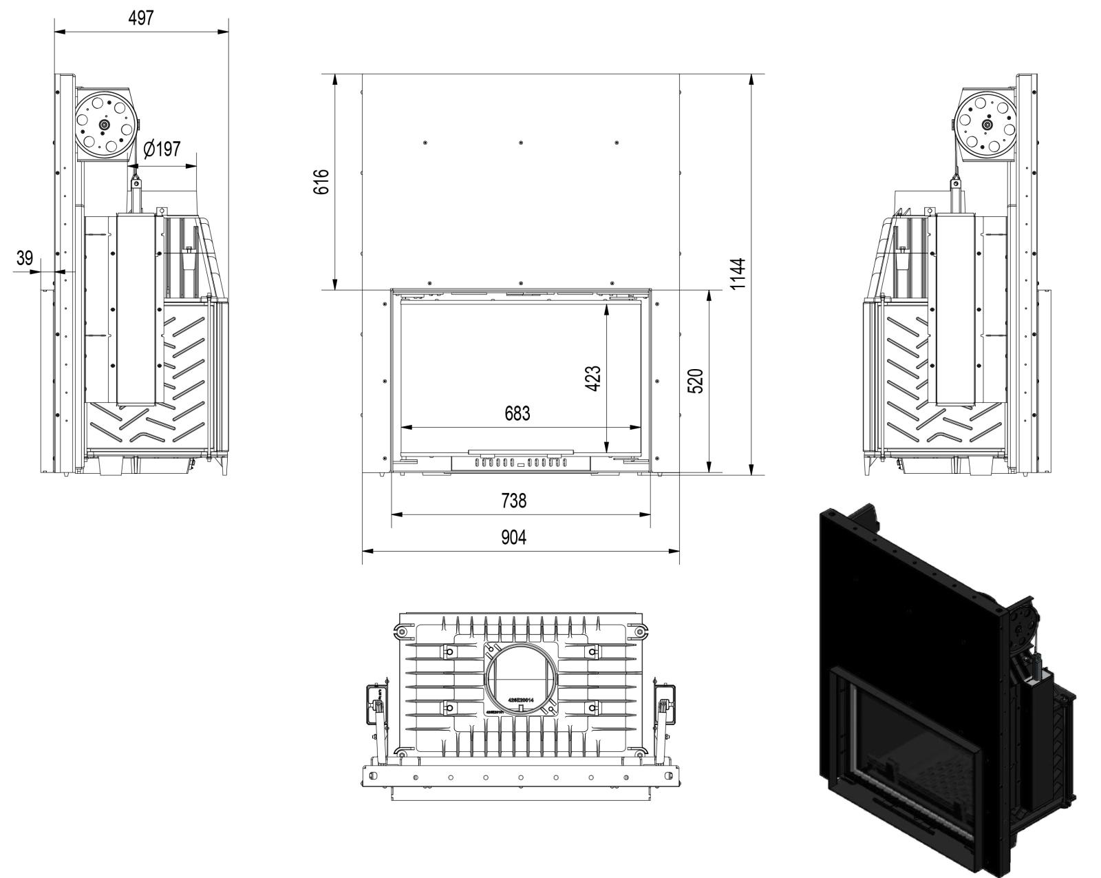 Krbová vložka OLIWIA 18 s výsuvným otváraním dvierok - Obrázek 4