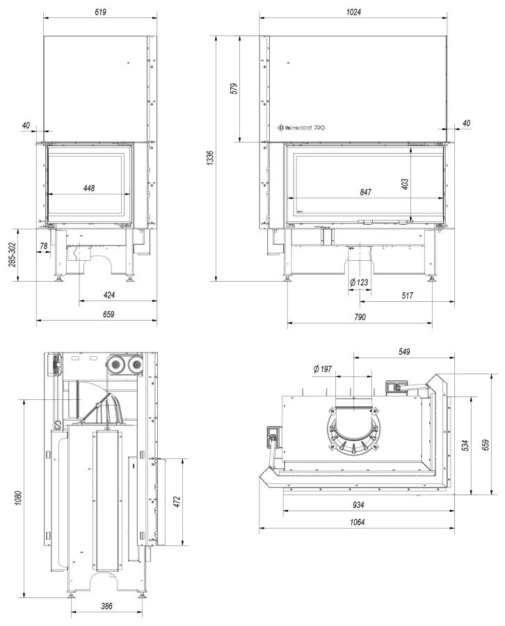 Krbová vložka NADIA 14 BS pravé presklenie s výsuvnym otváraním dvierok - Obrázek 2