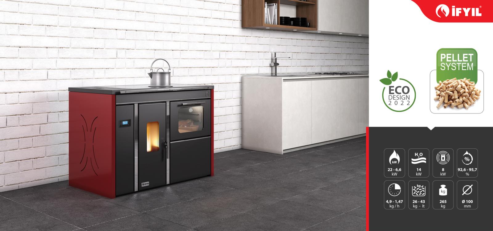 BOSPHORUS peletkový sporák s výměníkem 13 kw do vody