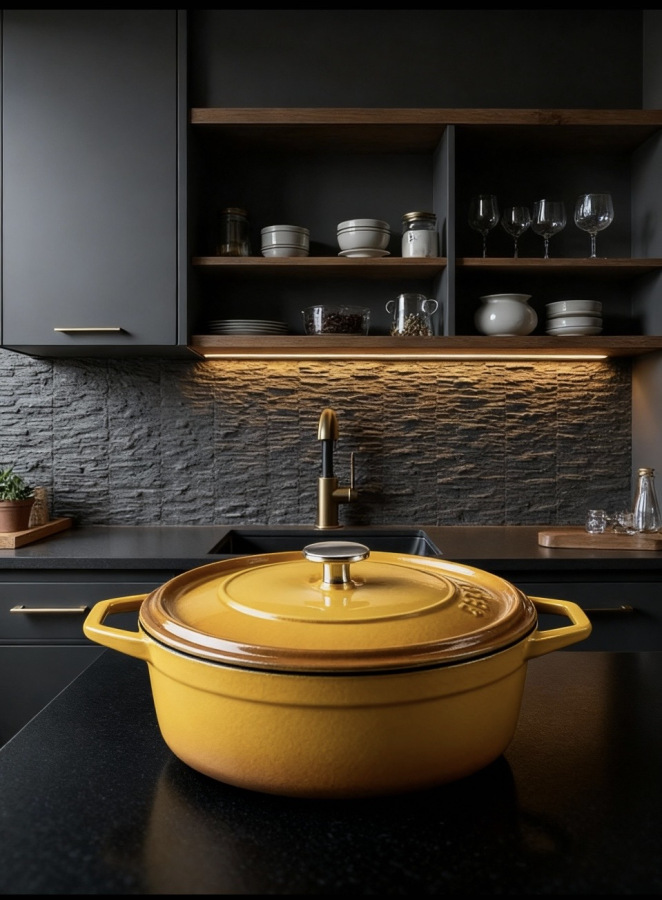 HÓSSE 20cm - 2,6 l žlutý litinový hrnec