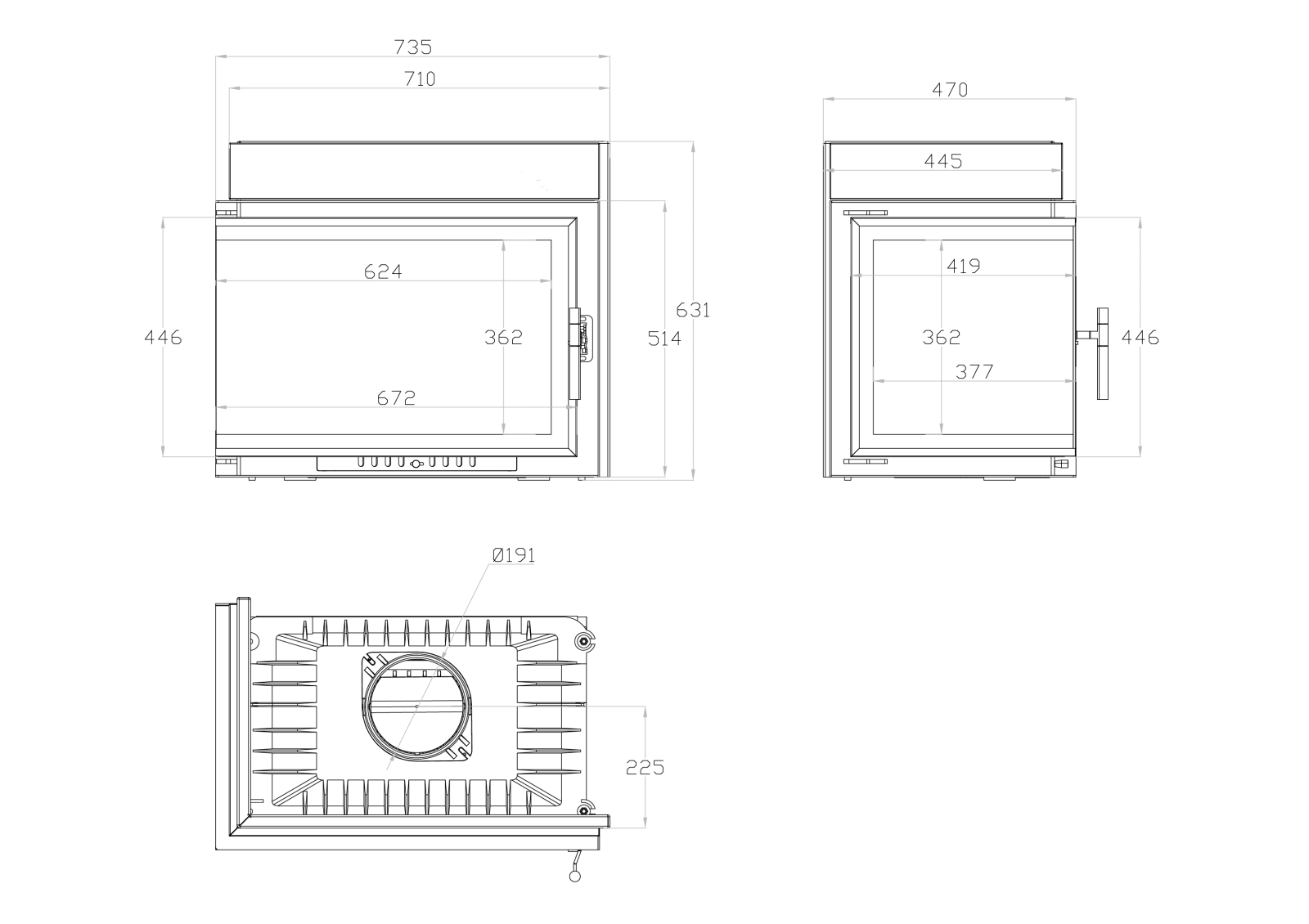 Krb FONT 700L/BE pravé prosklení 14KW - Obrázek 2