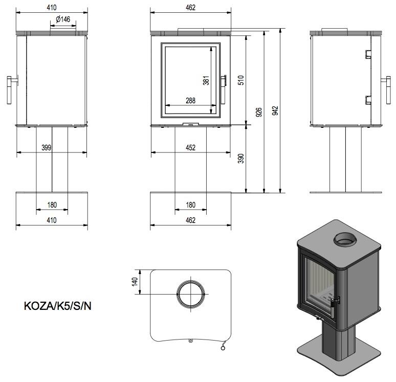 Koza K5 oceľová na podstavci - Obrázek 2