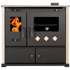 sporák na tuhé palivo Prom Praktic ECO krémový s litinovou varnou deskou