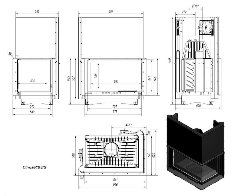 Krbová vložka OLIWIA 18 BS pravé presklenie s výsuvným otváraním dvierok - Obrázek 2