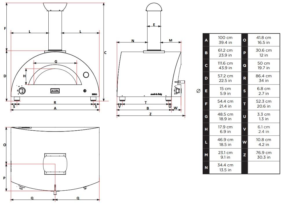 Pizza pec BRIO HYBRID na plyn i drevo - antique red - Obrázek 2