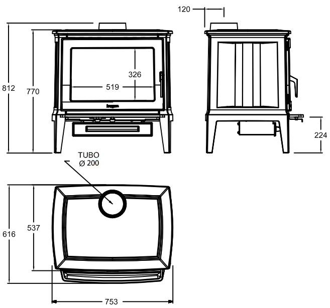 Liatinové kachle E-30 L s ohniskom z bielej liatiny - Obrázek 2