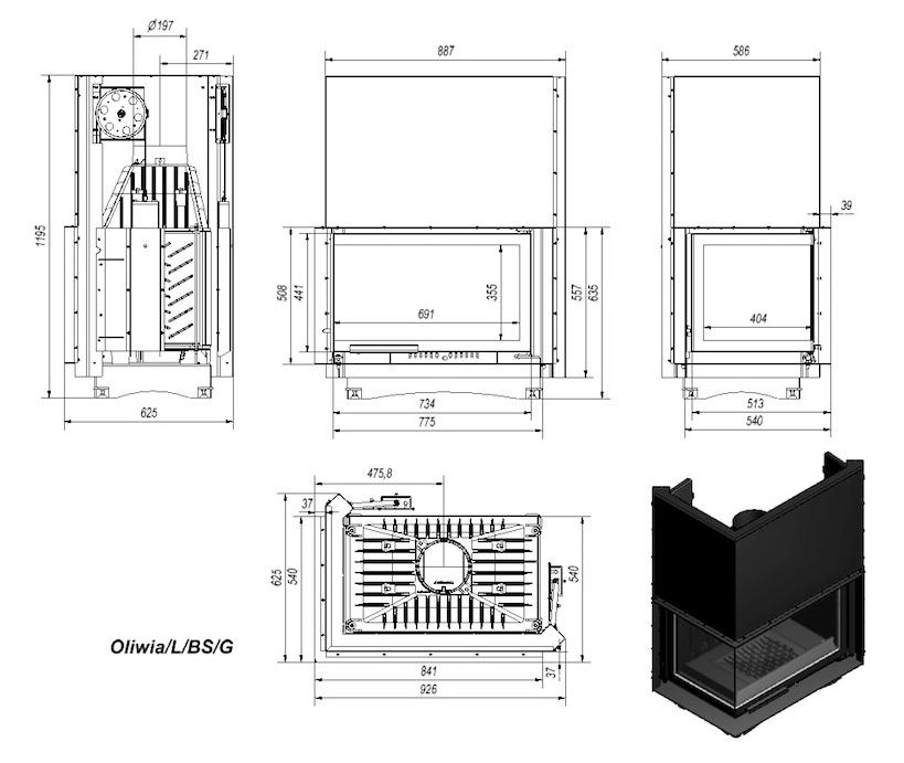 Krbová vložka OLIWIA 18 BS ľavé presklenie s výsuvným otváraním dvierok - Obrázek 2