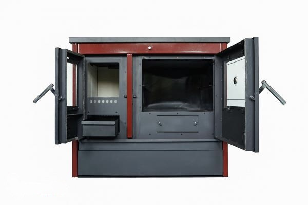 Sporák na tuhé palivo Gama smalt 11kw Levý červený - Obrázek 2