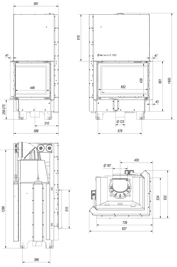 Krbová vložka MBZ 13 BS pravé presklenie s výsuvným otváraním dvierok - Obrázek 6