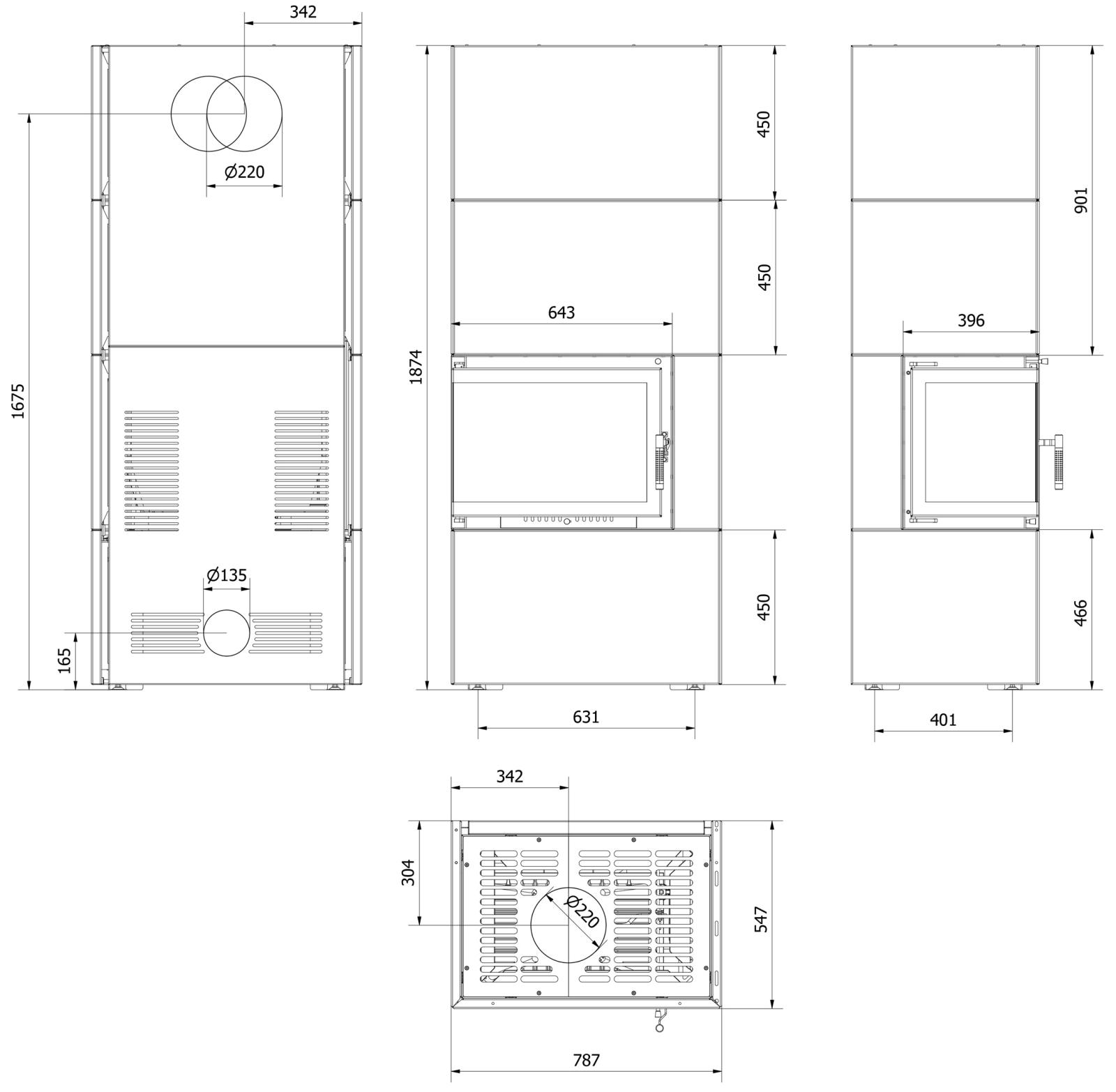 Modulárny krb SIMPLE 8 BOX čierny ľavé presklenie - Obrázek 6