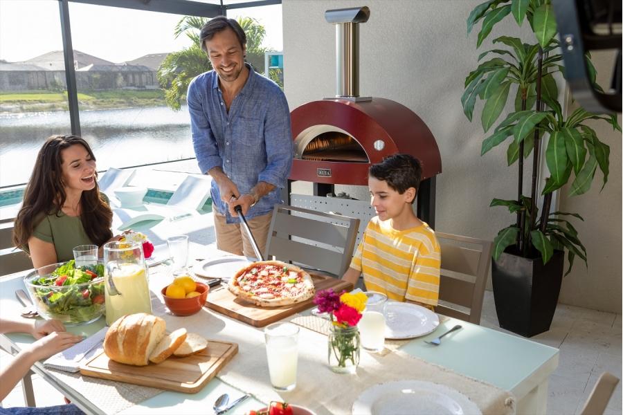 Pizza pec BRIO HYBRID na plyn i drevo - antique red - Obrázek 4