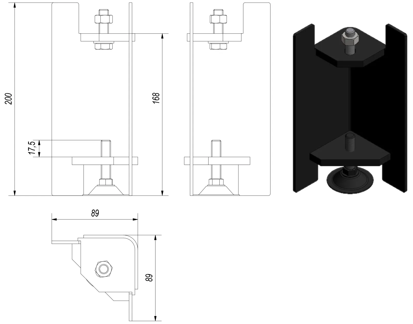 Nastaviteľný stojan pre krbové vložky Kratki MB, NB, VN a LUCY - Obrázek 2