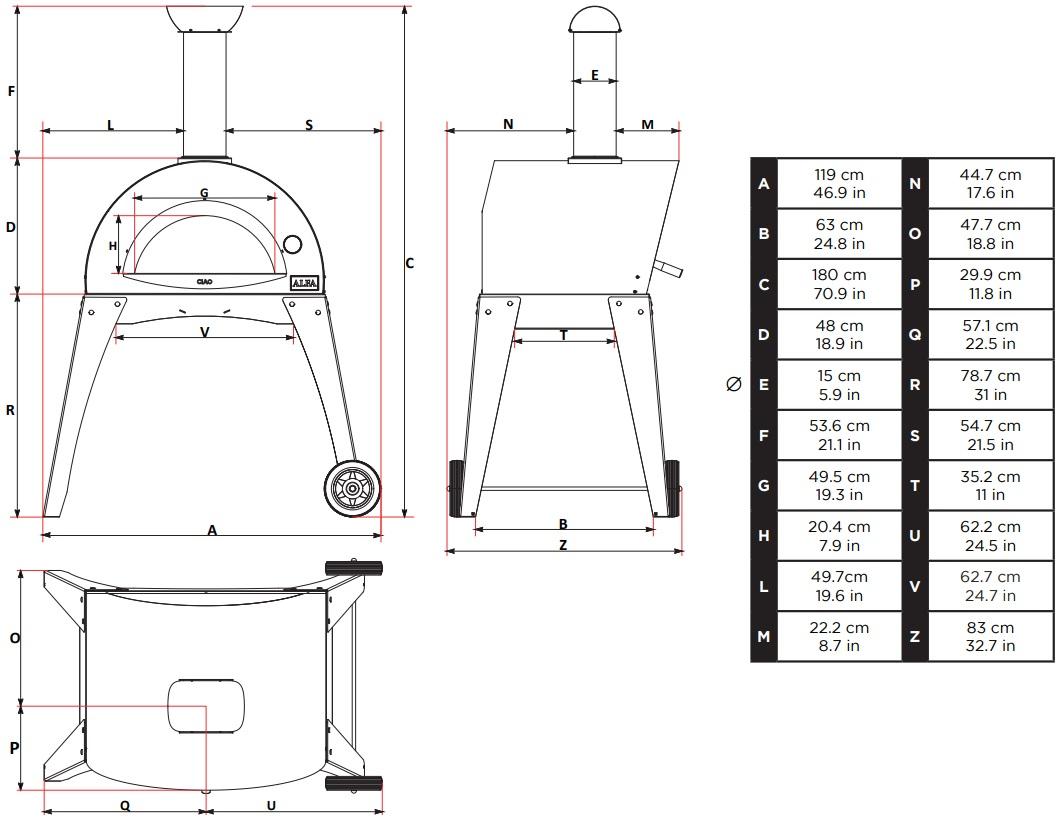 Pizza pec CIAO na drevo s podstavcom - Obrázek 2