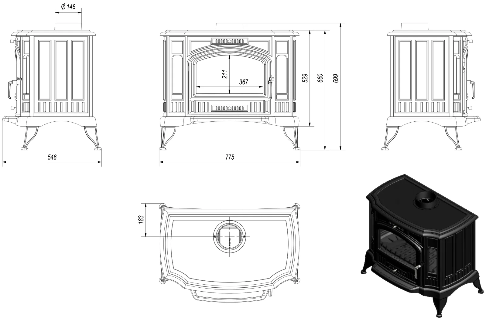 Liatinové kachle KOZA K9 - Obrázek 3