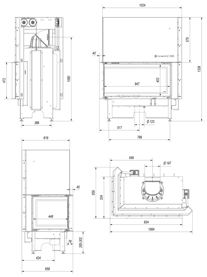 Krbová vložka NADIA 14 BS ľavé presklenie s výsuvnym otváraním dvierok - Obrázek 5