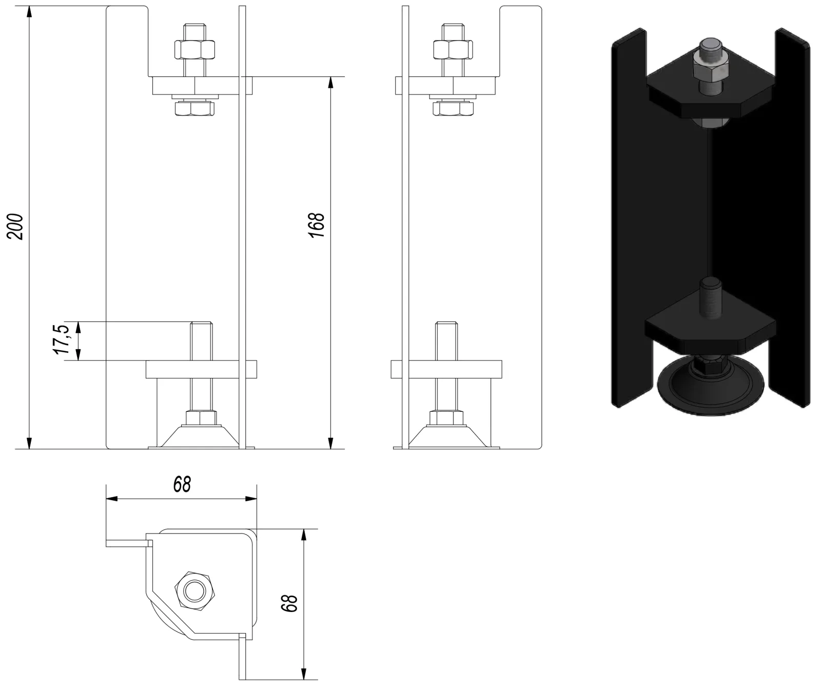 Nastaviteľný stojan pre krbové vložky Kratki ZIBI - Obrázek 2