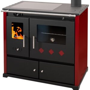 sporák na tuhé palivo Prom Praktic ECO bordo se sklo keramickou varnou deskou