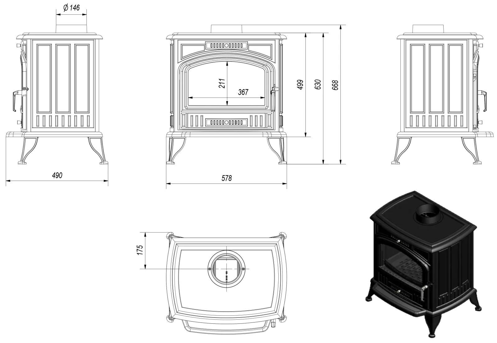Liatinové kachle KOZA K6 - Obrázek 2