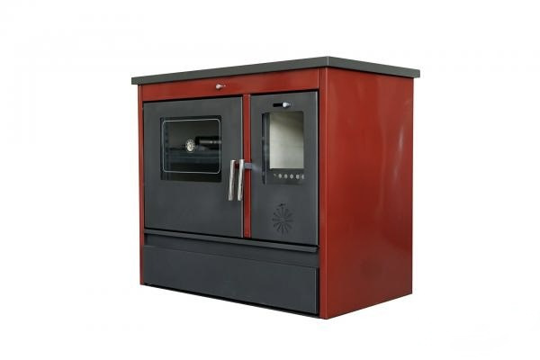 Sporák na tuhé palivo Gama smalt 11kw Levý červený