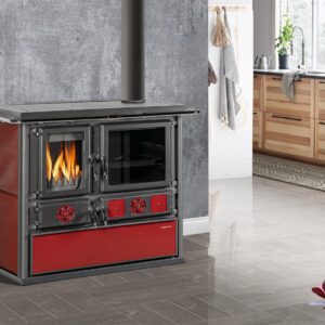 Litinový sporák Magnus na tuhé palivo červený