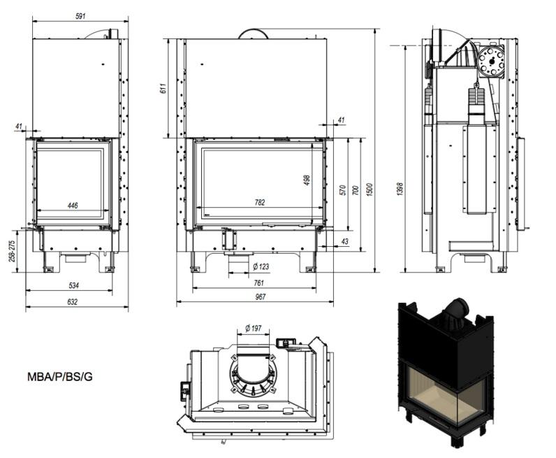Krbová vložka MBA 17 BS pravé presklenie s výsuvným otváraním dvierok - Obrázek 4