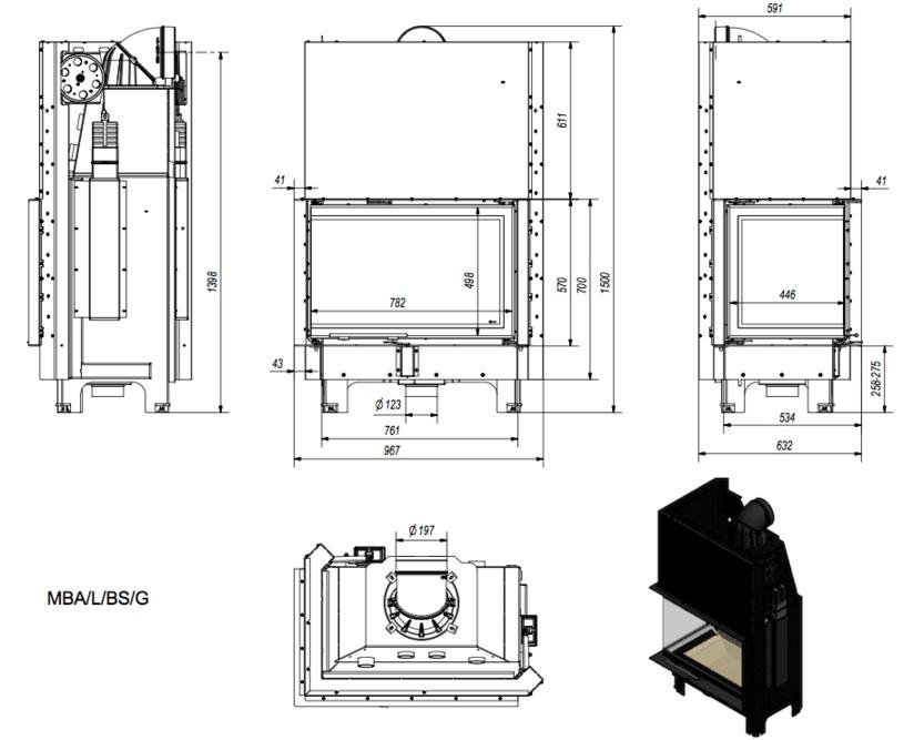 Krbová vložka MBA 17 BS ľavé presklenie s výsuvným otváraním dvierok - Obrázek 6