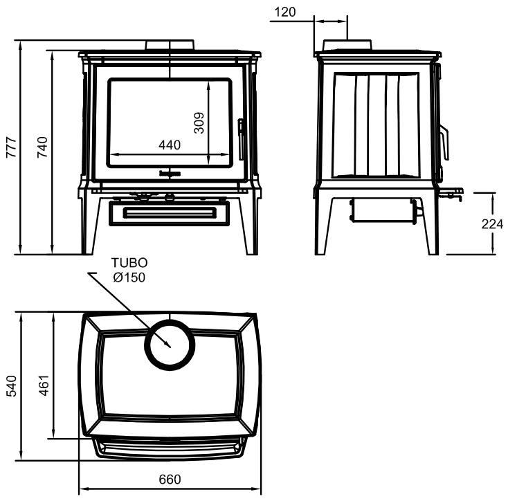 Liatinové kachle E-30 M s ohniskom z bielej liatiny - Obrázek 2