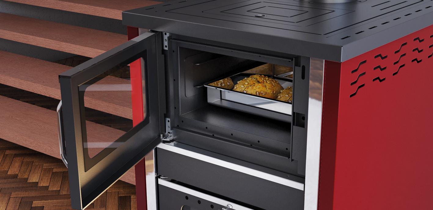 Roaster 2 krémová kamna s výměníkem 16-28 kw+vaření+pečení - Obrázek 2