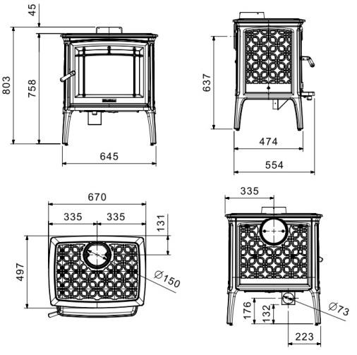 Liatinové kachle SHELBURNE čierne - Obrázek 3