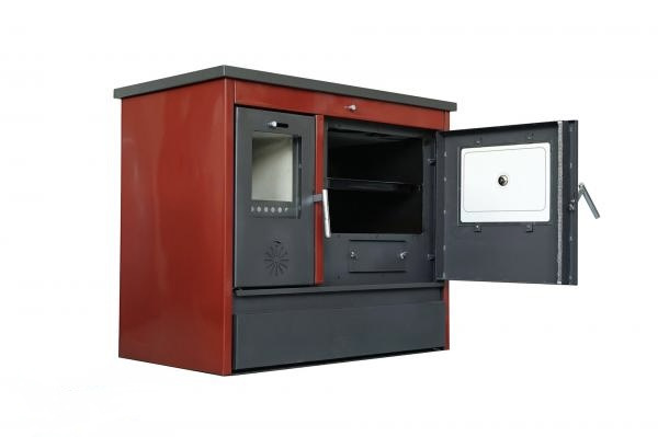 Sporák na tuhé palivo Gama smalt 11kw Pravý červený - Obrázek 3