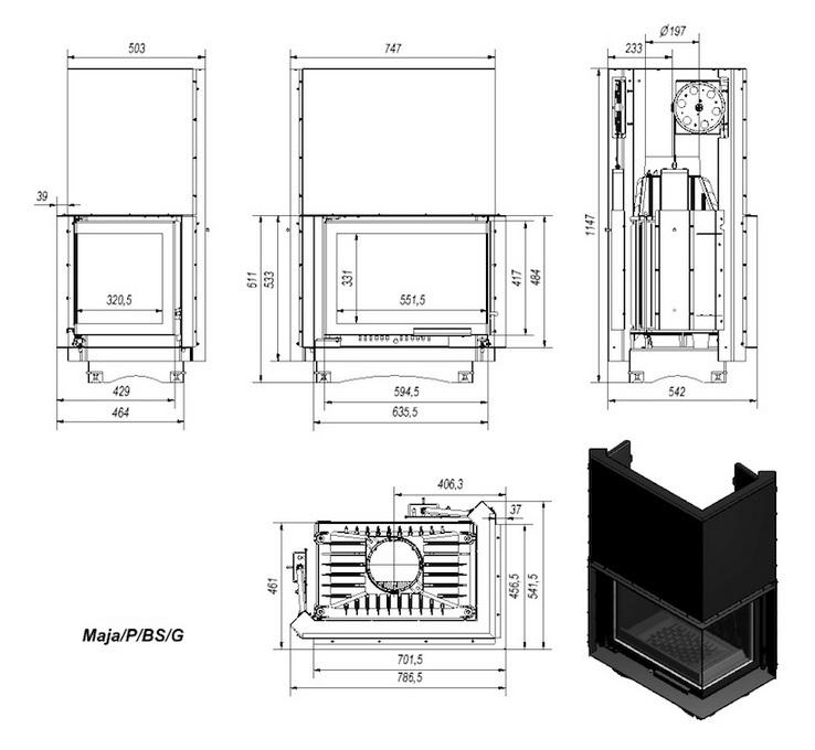 Krbová vložka MAJA 8 BS pravé presklenie s výsuvným otváraním dvierok - Obrázek 4