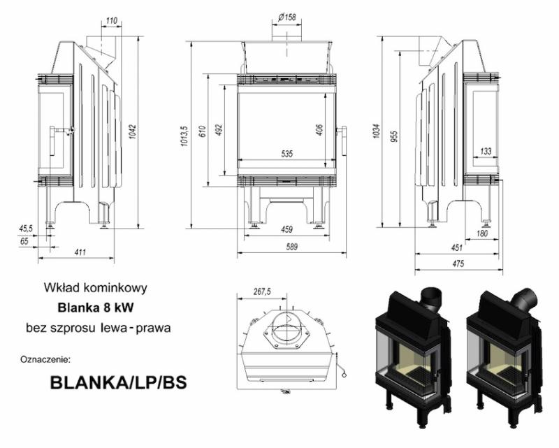 Krbová vložka Kratki Blanka 8 kw bočné presklenie - Obrázek 2